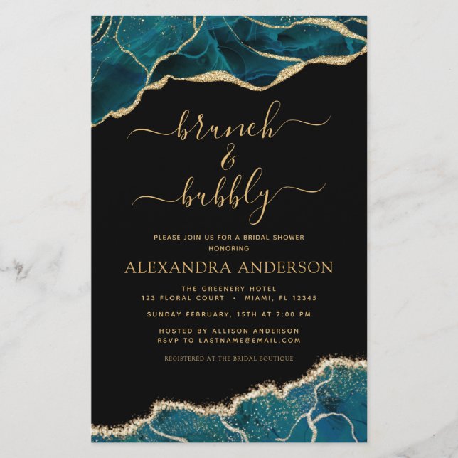 Budget Agate Turquoise Brunch & Fête des mariées B (Devant)