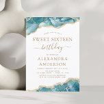Budget Agate Turquoise Sweet 16 Or Turquoise<br><div class="desc">Budget Agate Geode Turquoise Turquoise Blue and Gold Foil Invitations de fête d'anniversaire - comprend un script moderne magnifique et élégant pour le Sweet sixteen spécial (16e) fête d'anniversaire.</div>