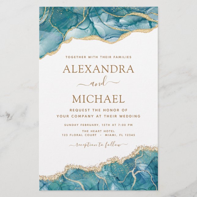 Budget Agate Turquoise Turquoise Gold Mariage (Devant)