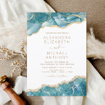 Budget Agate Turquoise Turquoise Gold Mariage<br><div class="desc">Budget Agate Geode Turquoise Turquoise Blue and Gold Foil Mariage Spring ou Summer Wedding Invitations - comprend un script moderne et élégant pour la célébration spéciale du mariage.</div>
