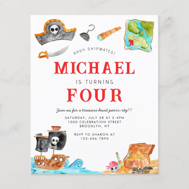 Budget Ahoy Matey Chasse au trésor Pirate Annivers (Devant)