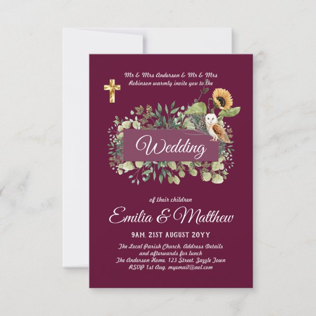 BUDGET All-in-1 Mariage catholique Floral Owl Feui (Devant)
