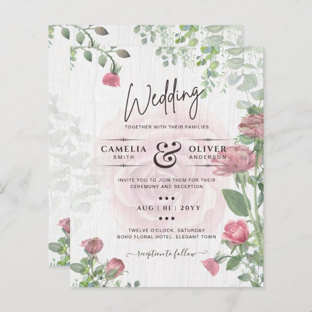 Budget All-in-1 Roses Florales Rose Poussiéreux Po (Devant / Derrière)