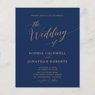 Budget All in One Gold et marine Mariage Invitatio