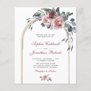 Budget All in One Winter Rose Gold Wedding Invitat