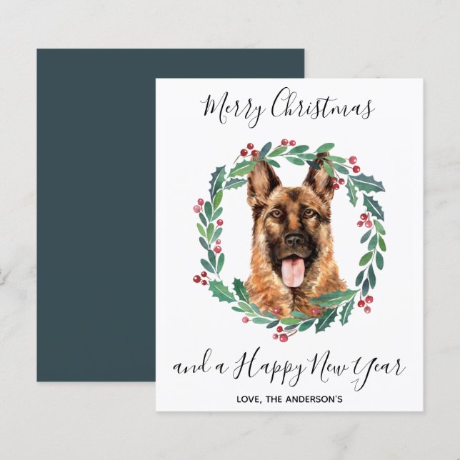Budget allemand berger chien joyeux carte de Noël (Devant / Derrière)