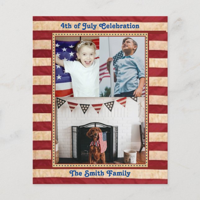 BUDGET American Flag 4 juillet Parti Invitation (Devant)