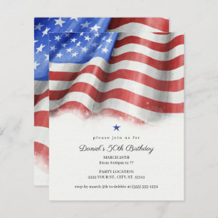 Budget American Flag Anniversaire Fête Invitations