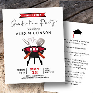 BUDGET amusant Red Script Graduation BBQ Invitatio