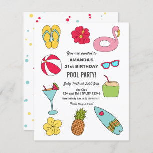 Budget Amusant Summer Pool Party Anniversaire Invi