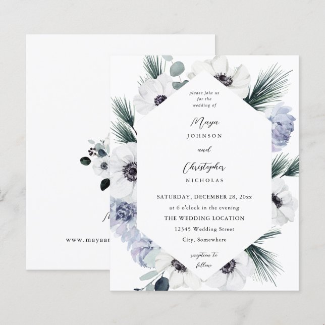 Budget Anémone Fleurs Blanches d'Hiver Mariage -VC (Devant / Derrière)