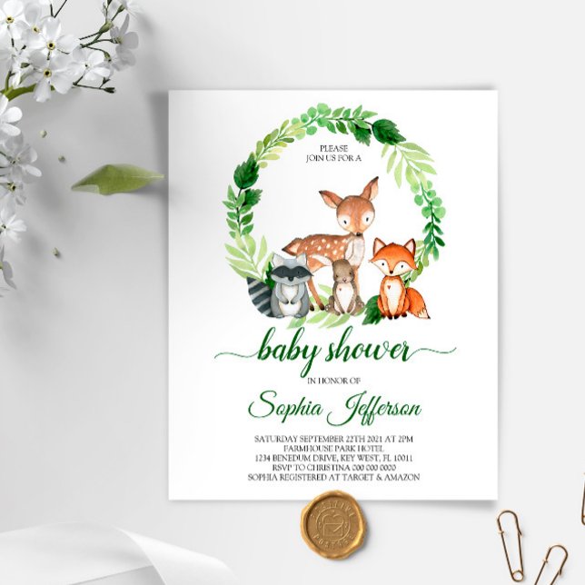 Budget Animaux des bois Baby shower Invitation (Créateur téléchargé)
