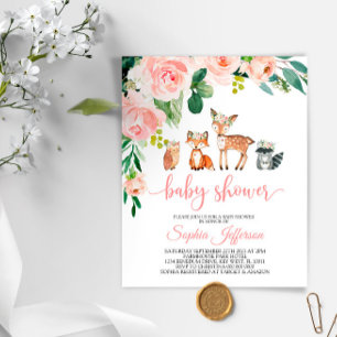 Budget Animaux des bois Invitation Baby shower