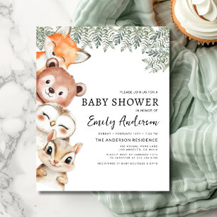 Budget Animaux des bois Invitation Baby shower