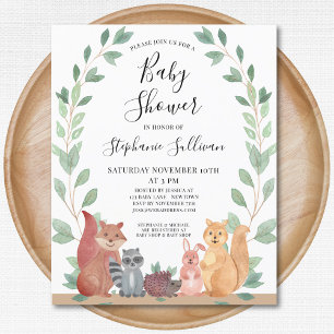 Budget Animaux des bois Invitation Baby shower