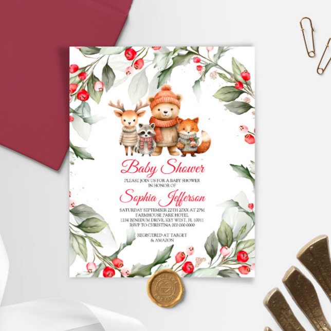 Budget Animaux des bois Invitation Baby shower (Créateur téléchargé)