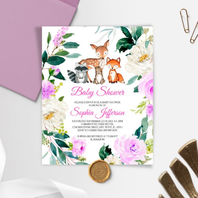 Budget Animaux des bois Invitation Baby shower (Créateur téléchargé)