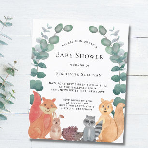 Budget Animaux des bois Invitation Baby shower
