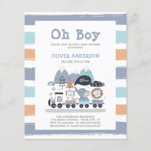 Budget Animaux Train Voyage Baby shower Invitation