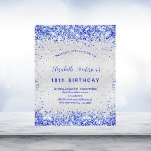 Budget anniversaire argent bleu royal invitation