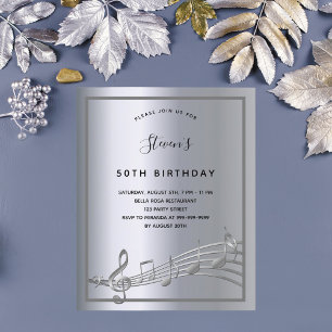 Budget anniversaire argent musique notes invitatio