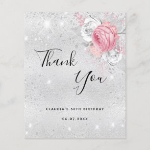 Budget anniversaire argent rose floraux merci