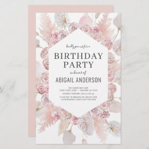 Budget Anniversaire Boho Blush Pink Party Invitati