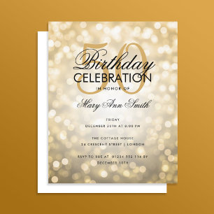 Budget Anniversaire Élégant or éclat Invitation
