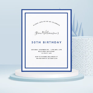 Budget anniversaire marine bleu blanc invitation h