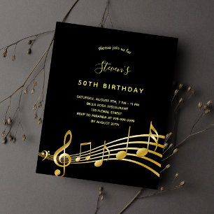 BUDGET Anniversaire note d'or noir invitation
