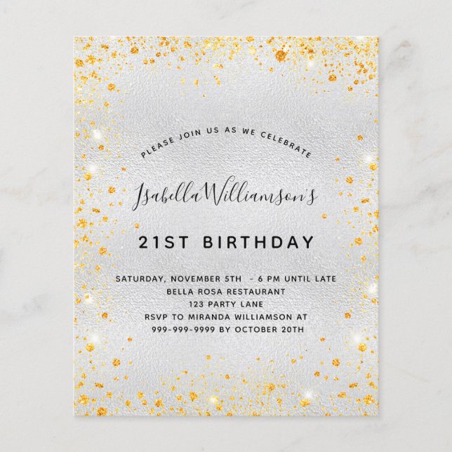 Budget anniversaire or argent parties scintillant  (Devant)