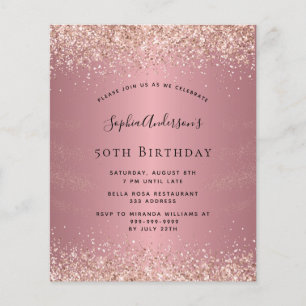 Budget anniversaire parties scintillant rose or mé