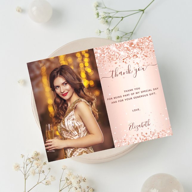 Budget anniversaire rose blush photo QR code merci (Créateur téléchargé)