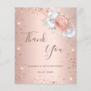 Budget anniversaire rose or florales merci