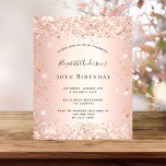 Budget anniversaire rose or invitation<br><div class="desc">Pour une soirée d'anniversaire élégante de 50ème (ou tout âge). Un arrière - plan rose en or. Personnalisez et ajoutez un nom et des détails du parti. Le nom est écrit avec un script de style manuscrit</div>