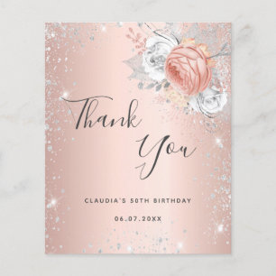 Budget anniversaire rose or or argent floraux merc