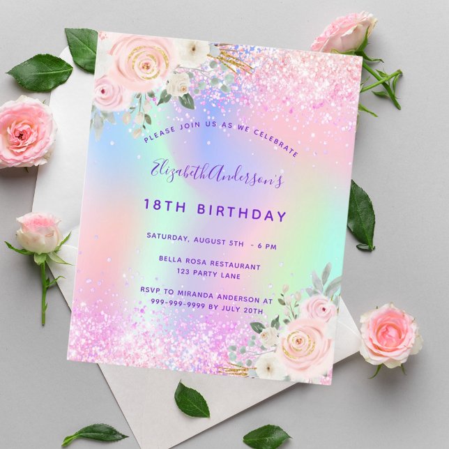 Budget anniversaire rose violet parties scintillan (Créateur téléchargé)