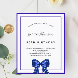 Budget anniversaire royal bleu blanc arc invitatio
