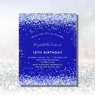Budget anniversaire royal bleu blanc invitation