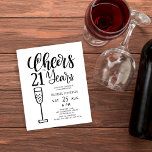 Budget applaudit à l'invitation de 21 ans annivers<br><div class="desc">Style moderne noir et blanc tendance brossé à la main typographie Cheers à 21 ans script jalone / n'importe quel âge homme anniversaire budget abordable invitation de fête. Facile à personnaliser avec l'âge et les détails de votre fête ! VEUILLEZ LIRE CECI AVANT D'ACHETER ! Il s'agit d'une carte de...</div>