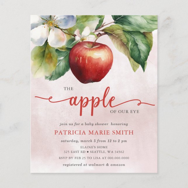 Budget Apple of Our Eye Fall Baby shower Invitatio (Devant)