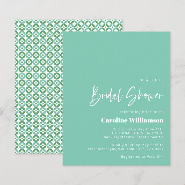 Budget Aqua bleu Mid Mod Fête des mariées géométri (Devant / Derrière)