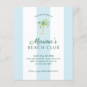 BUDGET Aqua Blue Cabana Stripe Beach Club Annivers