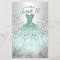 Budget Aqua Dress Sweet 16 Invitation