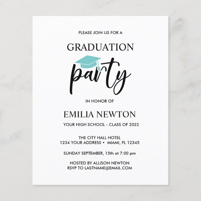 Budget Aqua Tassel Blush Graduation Cap Party (Devant)