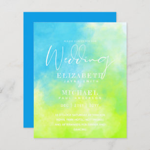 BUDGET Aqua Watercolor Wedding Inviter Ocean Beach