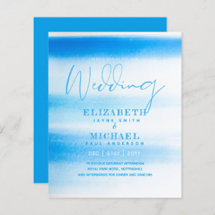 BUDGET Aqua Watercolor Wedding Inviter Ocean Beach
