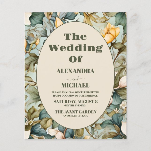 Budget Aquarelle Blanc Lily Art Nouveau Mariage (Devant)