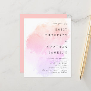 Budget Aquarelle Corail rose Faire-part de mariage