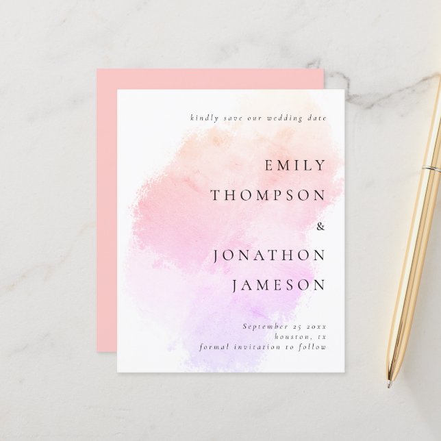 Budget Aquarelle Corail Rose Mariage Enregistrer L (Devant/Arrière en situation)